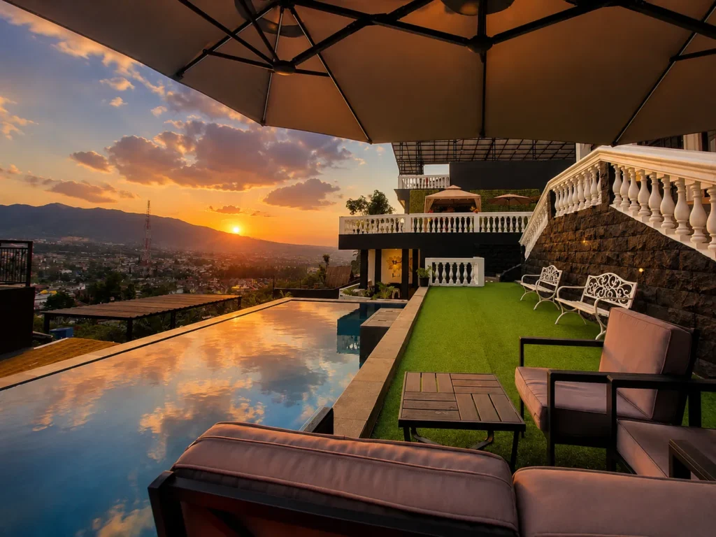 villa puncak private pool untuk keluarga