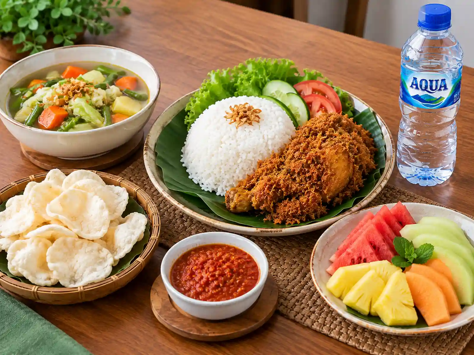 Paket B catering Puncak nasi kuning ayam balado dan tempe orek
