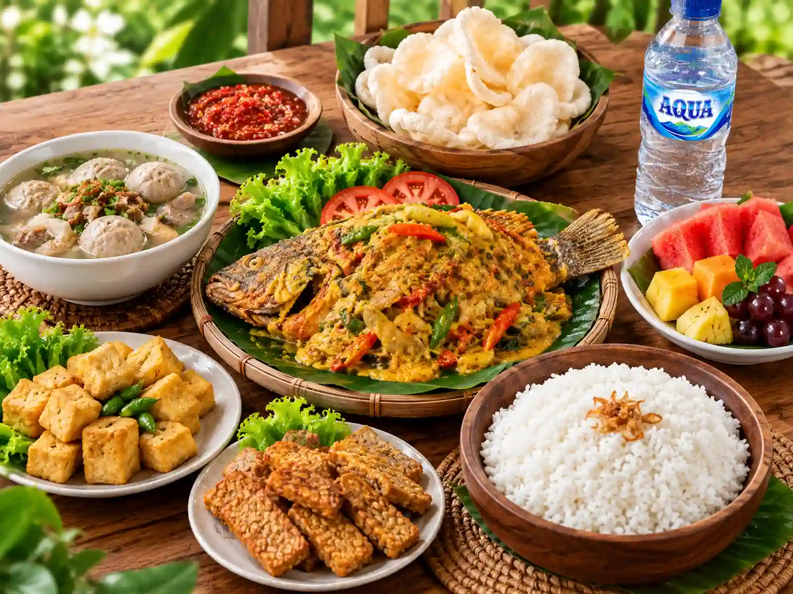 Paket C premium catering Puncak ikan nila pesmol dan balado daging sapi